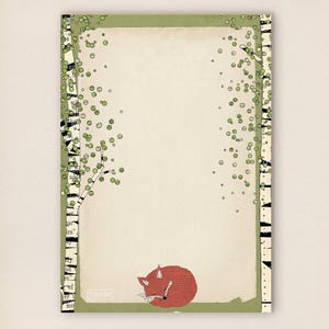 stationery - Writing pad - fox in the birch forest