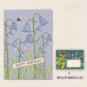 folded card with envelope - Happy Birthday - Bellflower