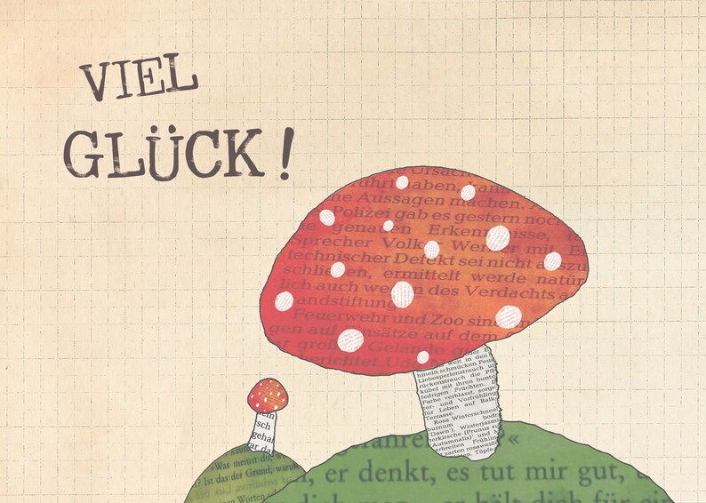 Postkarte mit Glückspilz Etsy.de