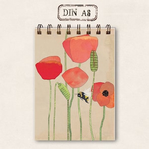 small thick notebook - Poppy
