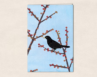folded card  with envelope - blackbird