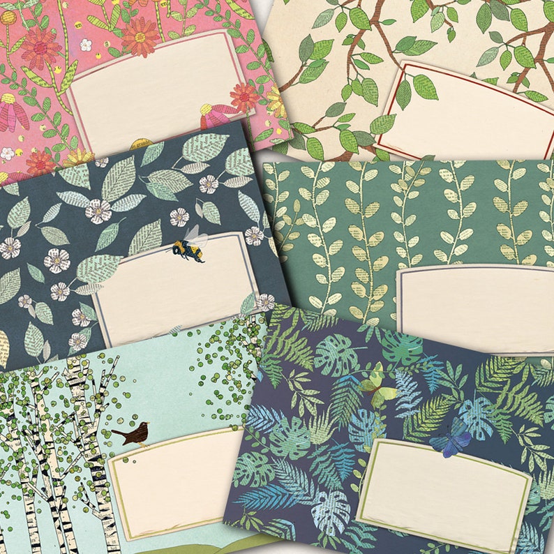 10 envelopes with plants and flowers image 1