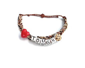 Tough Cookie Bracelet, Ceramic, Y2K, Fun, Waterroof waxed cord bracelet