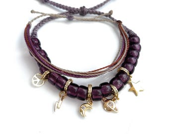 Space Babe Wax Bracelet, waterproof bracelet, waxed cord, set of 2