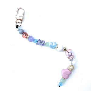 Pastel vintage bead bag charm, Peruvian Ceramic, FREE SHIPPING, keychain, bag charm, candy beads, vintage beads
