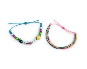 You Can Do It, Friendship Bracelet, Toucan, Encouragement, Ceramic, Glass, Set of 2