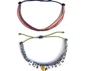 You Are Strong, Friendship Bracelet, Ceramic, Funky Bracelet, Set of 2