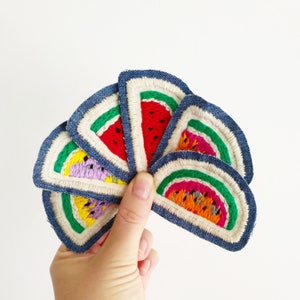 Embroidered patches,  fruit patches, embroidery patch, watermelon patch, sew on patch, unique patches, indie patches, denim patch jeans