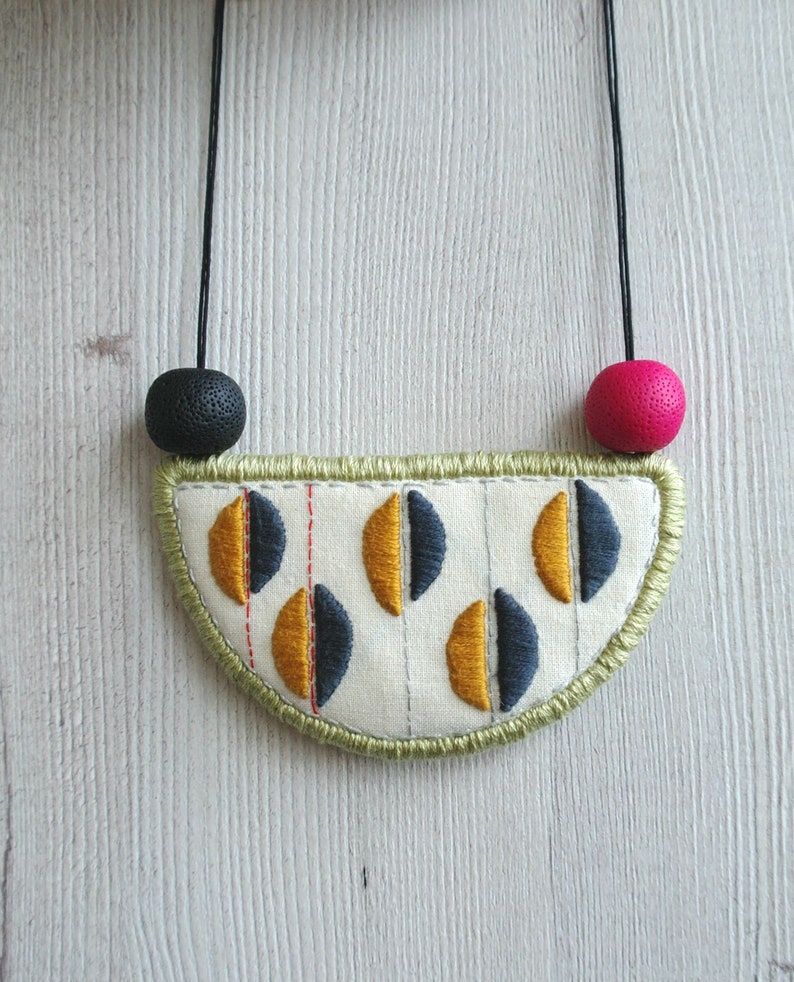 Bib Necklace Embroidery Necklace Fabric Necklace Embroidery Etsy