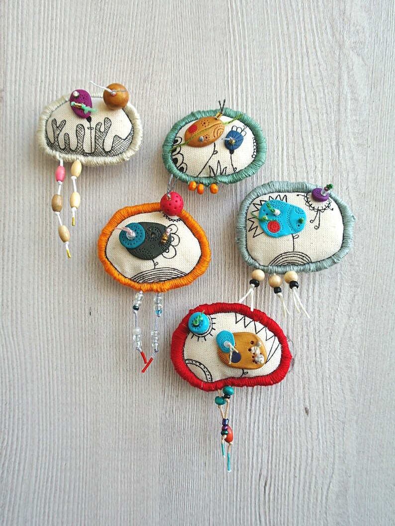 Fabric pins fabric brooches wearable art unique jewelry Etsy