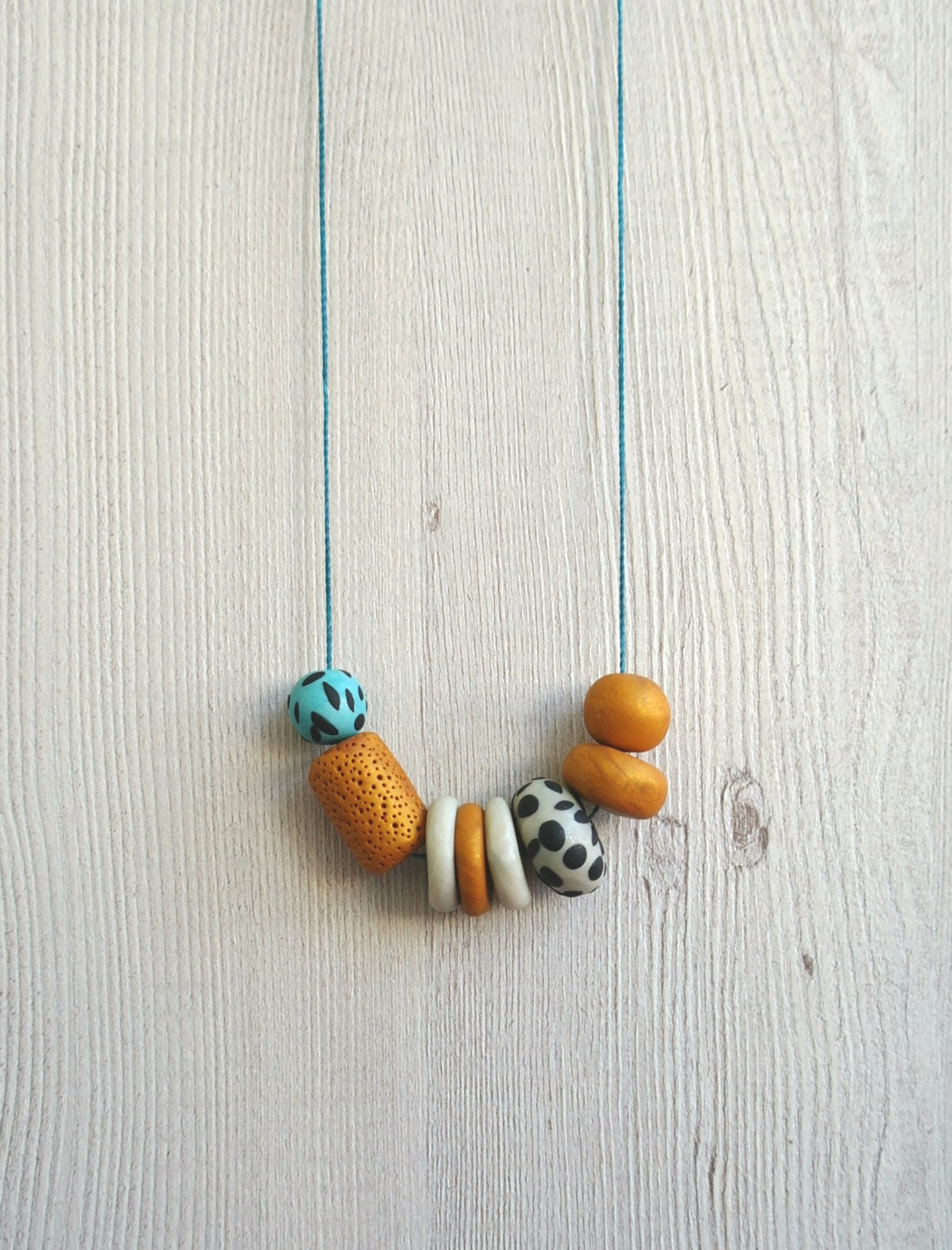 Blue Clay Beads Necklace - Etsy