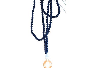 Ready to ship Pendant lamp Macrame rope light 15 feet hanging cord lamp with switch Blue macrame Nautical decor Rope light fixture