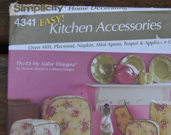 Vintage Kitchen accessories Sewing pattern Simplicity Home decorating Retro kitchen sewing pattern Teapot sewing pattern Oven Mitt Napkin