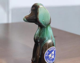 ミニチュア犬の置物 ブルーマウンテン陶器 ドリップ釉 犬好きママへの