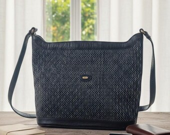 Vintage Bally Italy woven leather shoulder purse Large crossbody bag