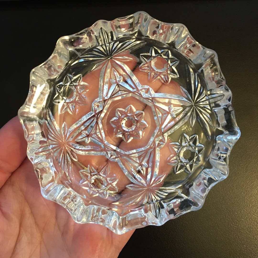 Vintage Crystal Ashtray Star of David Crystal Jewelry Dish Crystal