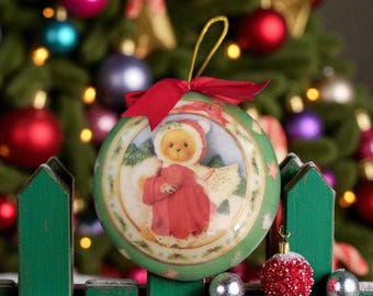 Teddy bear Christmas ornament Priscilla Hillman Cherished ornament. 1996 Nostalgic home decor Adult memory gift Collectible Holiday Keepsake