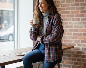 90s Large Tall Eddie Bauer Plaid light weight Layered shirt