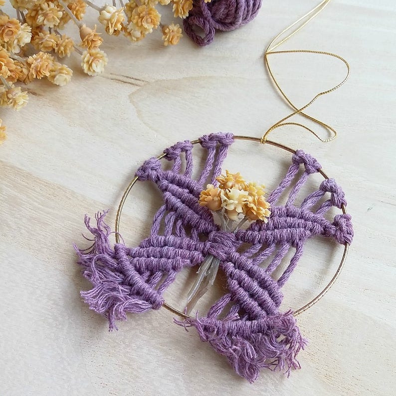 CUSTOM color Burgundy Blush Wedding party Mini macrame wall hanger Favor gifts Boho wedding Car ornament Modern macrame View mirror decor