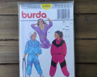 Vintage 90s Burda children's sewing patterns Colorblock Retro styled Track suit sewing pattern Unopened  Age 4 -12 years