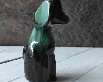 ミニチュア犬の置物 ブルーマウンテン陶器 ドリップ釉 犬好きママへの