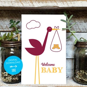 University of Minnesota Baby Card - Digital Download - OFFICIALLY LICENSED Collegiate Product