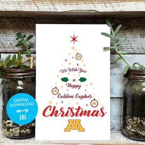 University of Minnesota-kerstboomkaart - digitale download - officieel gelicentieerd collegiaal product