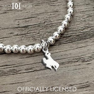 University of Wyoming Beaded Bracelet - Silver- OFFICIALLY LICENSED Collegiate Product