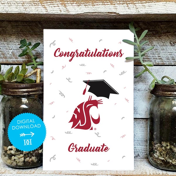 Washington State University Grad Card - Digital Download - OFFICIALLY LICENSED Collegiate Product