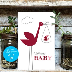 Washington State University Baby Card - Digital Download - OFFICIALLY LICENSED Collegiate Product