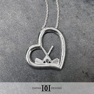 Hockey Heart Necklace - Silver