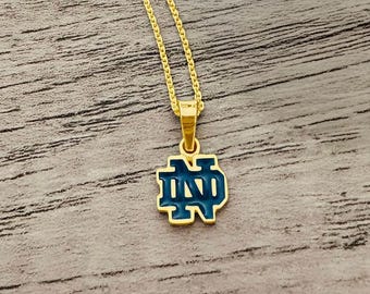 University of Notre Dame Pendant Necklace - Gold Plated Enamel - OFFICIALLY LICENSED Collegiate Product by Dayna Designs