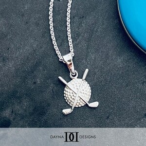 Golf Clubs Pendant Necklace - Silver