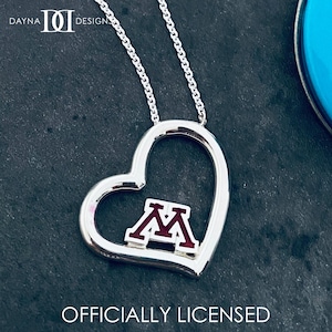 University of Minnesota Heart Necklace - Enamel- OFFICIALLY LICENSED Collegiate Jewelry by Dayna Designs