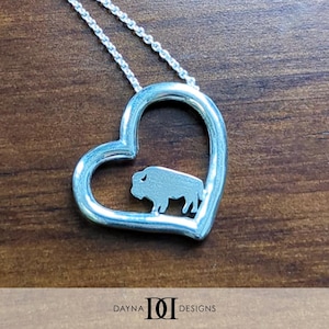 Buffalo Heart Necklace - Silver