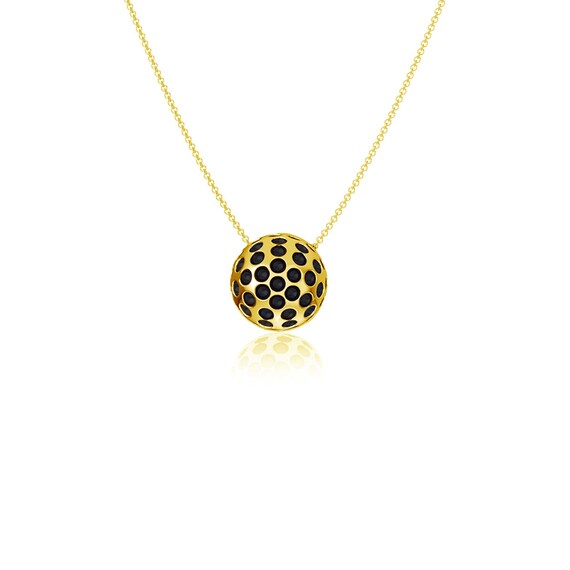 Golf Ball Pendant Necklace Gold Plated Sterling Silver Etsy