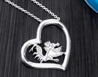 University of South Carolina Heart Necklace - Silver - OFFICIALLY LICENSED Collegiate Product