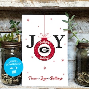 Tarjeta navideña "Joy" de la Universidad de Georgia - Descarga digital - Producto universitario con licencia oficial