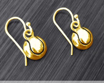 Tennis Ball Dangle Earrings - Gold