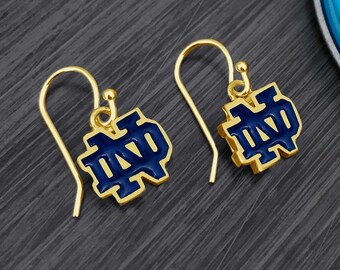 University of Notre Dame Dangle Earrings - Gold Plated Enamel - OFFICIALLY LICENSED Collegiate Product by Dayna Designs