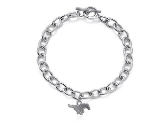 Southern Methodist Mustangs Link Bracelet - Silver - OFFICIALLY LICENSED Collegiate Product