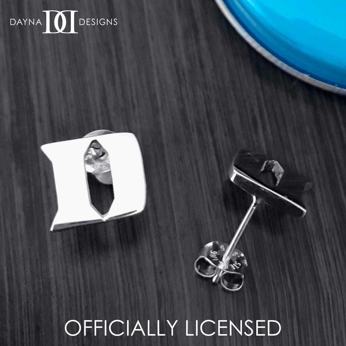 Duke University Stud Earrings - Silver - OFFICIALLY LICENSED Collegiate Product by Dayna Designs