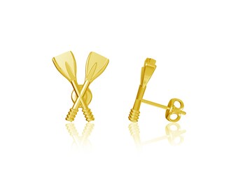 Crew Rowing Post Earrings - Gold plated