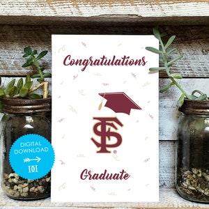 Florida State Grad Card - Téléchargement numérique - Produit universitaire sous licence officielle Dayna Designs