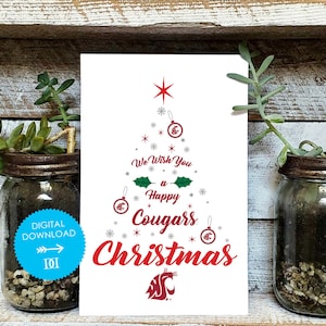 Washington State University Christmas Tree Card - Digital Download - OFFICIALLY LICENSED Collegiate Product