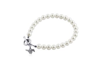 Southern Methodist Mustangs Pearl Bracelet - Silver - OFFICIALLY LICENSED Collegiate Product