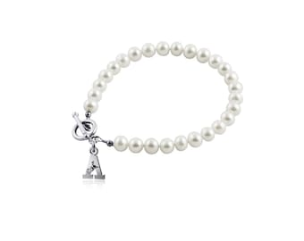 US Military Academy Black Knights Pearl Bracelet - Silver- OFFICIALLY LICENSED Collegiate Product