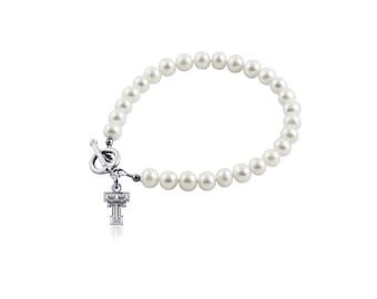 Texas Tech University Pearl Bracelet - Silver - OFFICIALLY LICENSED Collegiate Product