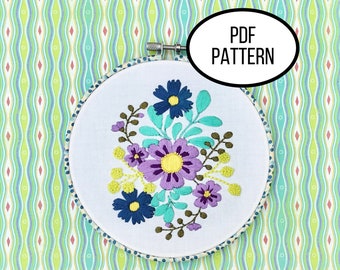 Hand Embroidery PDF Pattern. Wild Berry Florals Design Digital Download. Simple and Easy Embroidery of Mushrooms for Home Decor Wall Art.