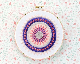Hand Embroidery PDF Pattern. Modern Mandala Design Digital Download. Simple and Easy Embroidery for Home Decor